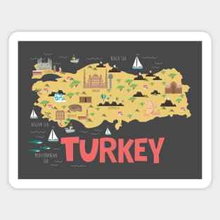 Turkey Illustrated Map Sticker